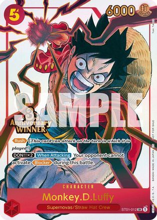 Monkey.D.Luffy - ST01-012 (3rd Anniversary Winner) (ST01-012) - One Piece Promotion Cards
