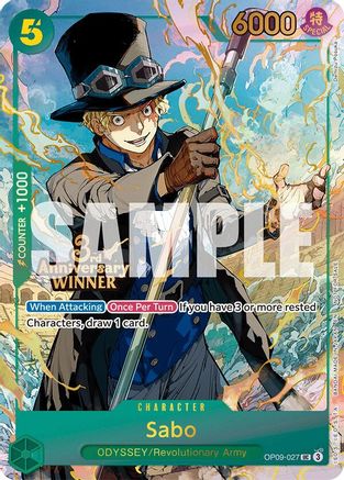 Sabo - OP09-027 (3rd Anniversary Winner) (OP09-027) - One Piece Promotion Cards