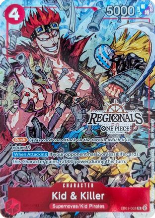 Kid & Killer (CS 25-26 Regionals Textured Chase Promo) (EB01-003) - One Piece Promotion Cards
