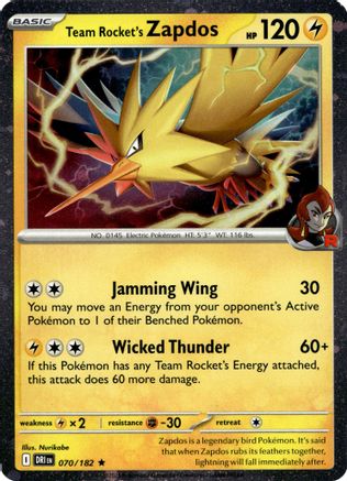 Team Rocket's Zapdos - 070/182 (Cosmos Holo) 70 - [Miscellaneous Cards & Products] Holofoil