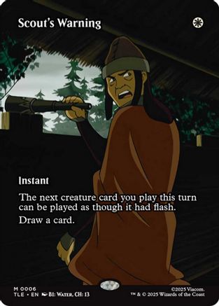 Scout's Warning (Borderless) (TLE-006) - [Avatar: The Last Airbender: Eternal-Legal] Foil