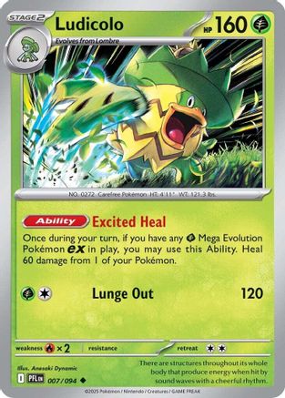 Ludicolo - 007/094 7 - [ME02 Phantasmal Flames] Reverse Holofoil