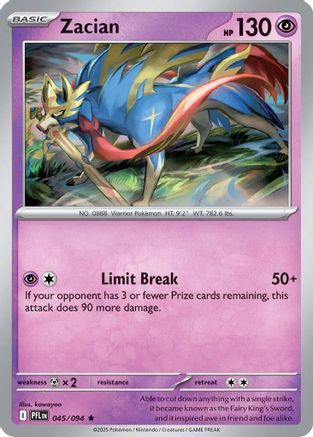 Zacian - 045/094 45 - [ME02 Phantasmal Flames] Reverse Holofoil