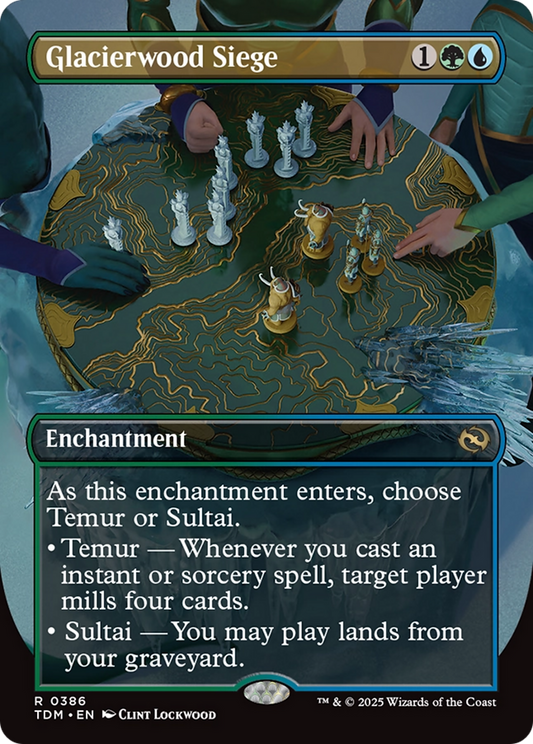 Glacierwood Siege (Borderless) (TDM-386) - [Tarkir: Dragonstorm]: (enchantment) (Borderless) Foil