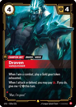 Draven - Vanquisher (Alternate Art) (020a/221) - Spiritforged Foil