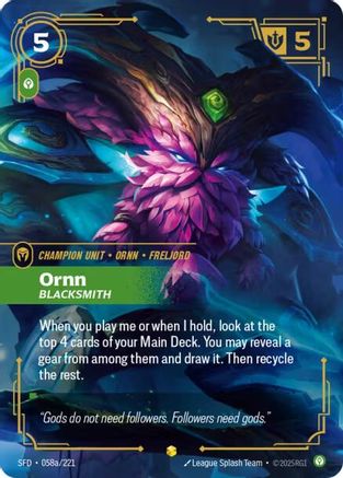 Ornn - Blacksmith (Alternate Art) (058a/221) - Spiritforged Foil