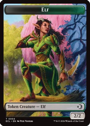 Elf // Treasure Double-Sided Token (ECL-4 // 10) - [Lorwyn Eclipsed] Foil