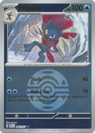 Weavile - 045/217 (Dusk Ball) 45 - [ME Ascended Heroes] Reverse Holofoil