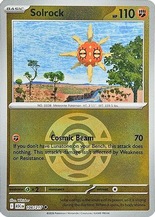 Solrock (Dusk Ball) 106 - [ME Ascended Heroes] Reverse Holofoil