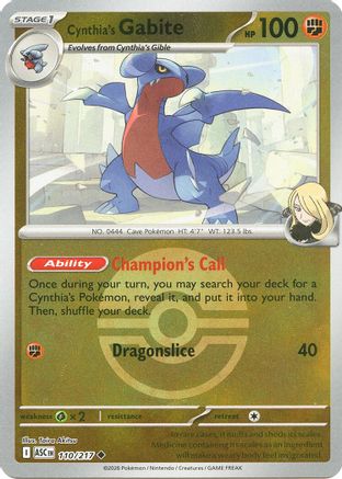 Cynthia's Gabite (Poke Ball) 110 - [ME Ascended Heroes] Reverse Holofoil
