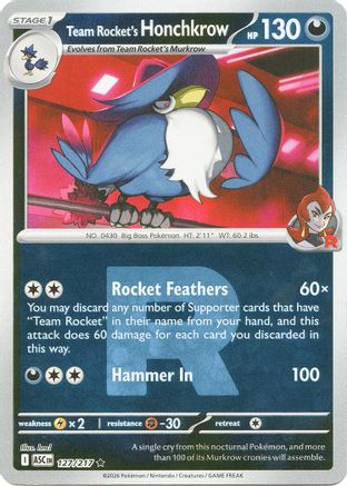 Team Rocket's Honchkrow (Team Rocket) 127 - [ME Ascended Heroes] Reverse Holofoil