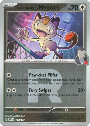 Team Rocket's Meowth (Team Rocket) 161 - [ME Ascended Heroes] Reverse Holofoil
