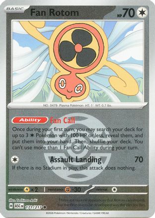Fan Rotom - 171/217 (Dusk Ball) 171 - [ME Ascended Heroes] Reverse Holofoil