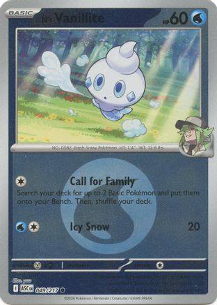 N's Vanillite (Energy Symbol Pattern) 49 - [ME Ascended Heroes] Reverse Holofoil