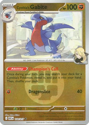 Cynthia's Gabite (Energy Symbol Pattern) 110 - [ME Ascended Heroes] Reverse Holofoil