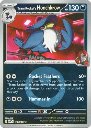Team Rocket's Honchkrow (Energy Symbol Pattern) 127 - [ME Ascended Heroes] Reverse Holofoil