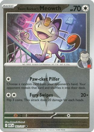 Team Rocket's Meowth (Energy Symbol Pattern) 161 - [ME Ascended Heroes] Reverse Holofoil