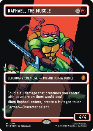 Raphael, the Muscle (0091) (Borderless) (Surge Foil) (TMC-091) - [Commander: Teenage Mutant Ninja Turtles] Foil