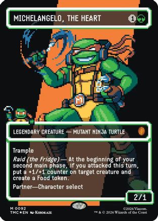 Michelangelo, the Heart (0092) (Borderless) (Surge Foil) (TMC-092) - [Commander: Teenage Mutant Ninja Turtles] Foil