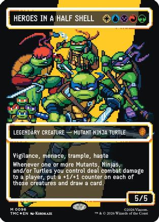 Heroes in a Half Shell (0096) (Borderless) (Surge Foil) (TMC-096) - [Commander: Teenage Mutant Ninja Turtles] Foil