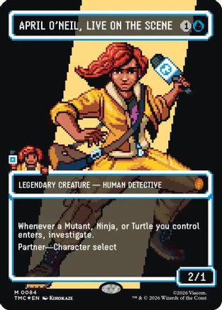April O'Neil, Live on the Scene (Borderless) (Surge Foil) (TMC-084) - [Commander: Teenage Mutant Ninja Turtles] Foil
