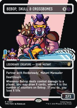 Bebop, Skull & Crossbones (Borderless) (Surge Foil) (TMC-087) - [Commander: Teenage Mutant Ninja Turtles] Foil