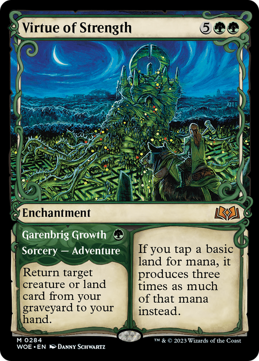Virtue of Strength (Showcase) (WOE-284) - [Wilds of Eldraine]: (Showcase)