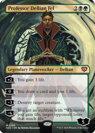Professor Dellian Fel (Borderless) (SOS-283) - [Secrets of Strixhaven] Foil