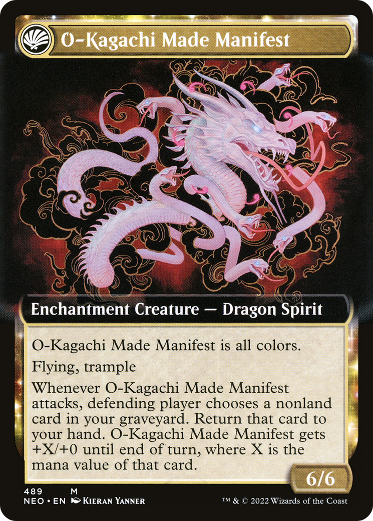 The Kami War // O-Kagachi Made Manifest (NEO-489) - [Kamigawa: Neon Dynasty]: (Extended Art, fandfc, enchantment) Foil