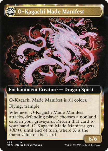 The Kami War // O-Kagachi Made Manifest (NEO-489) - [Kamigawa: Neon Dynasty]: (Extended Art, fandfc, enchantment) Foil
