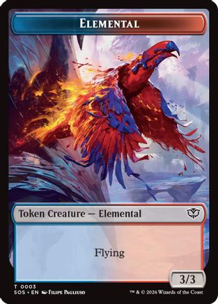 Elemental (0003) // Treasure Double-Sided Token (SOS-3 // 12) - [Secrets of Strixhaven]