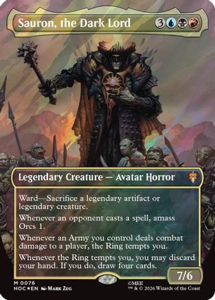 Sauron, the Dark Lord (Borderless) (Surge Foil) (HOC-076) - [The Hobbit] Foil