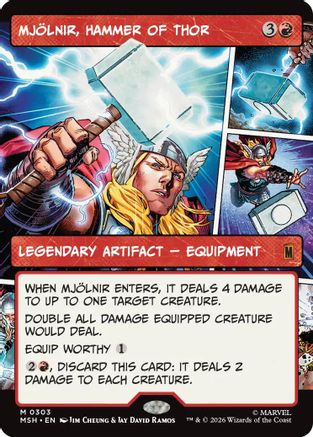 Mjolnir, Hammer of Thor (Borderless) (0303) (MSH-303) - [Marvel Super Heroes] Foil