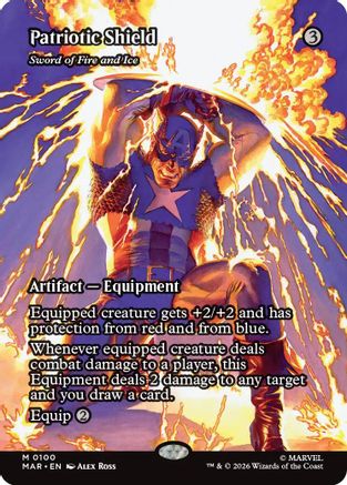 Patriotic Shield - Sword of Fire and Ice (Borderless) (MAR-100) - [Marvel Universe Eternal-Legal]