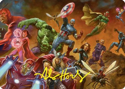 Avengers Assemble! Art Card (Gold-Stamped Signature) (AAMSH-001) - [Art Series: Marvel Super Heroes]