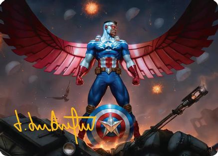 Captain America, Wings of Freedom Art Card (2/45) (Gold-Stamped Signature) (AAMSH-002) - [Art Series: Marvel Super Heroes]