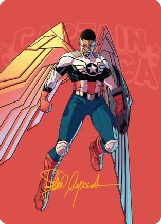 Captain America, Wings of Freedom Art Card (22/45) (Gold-Stamped Signature) (AAMSH-022) - [Art Series: Marvel Super Heroes]