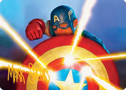 Captain's Defense Art Card (Gold-Stamped Signature) (AAMSH-041) - [Art Series: Marvel Super Heroes]