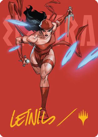 Elektra, Daughter of the Hand Art Card (Gold-Stamped Signature) (AAMSH-025) - [Art Series: Marvel Super Heroes]