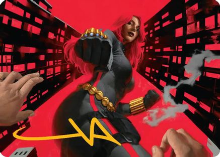 Black Widow, Deadly Hunter Art Card (Gold-Stamped Signature) (AAMSH-042) - [Art Series: Marvel Super Heroes]