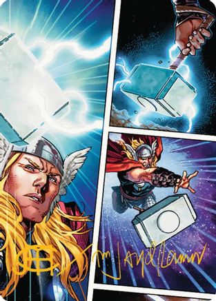 Mjolnir, Hammer of Thor Art Card (Gold-Stamped Signature) (AAMSH-019) - [Art Series: Marvel Super Heroes]