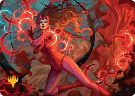 Scarlet Witch, Chaotic Avenger Art Card (Gold-Stamped Planeswalker Symbol) (AAMSH-038) - [Art Series: Marvel Super Heroes]