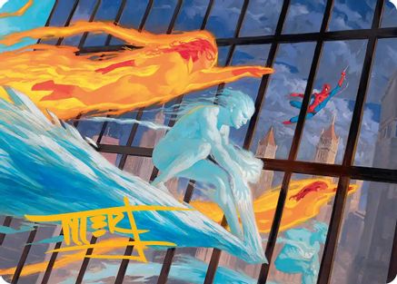 Iceman and Firestar Art Card (Gold-Stamped Signature) (AAMSH-045) - [Art Series: Marvel Super Heroes]