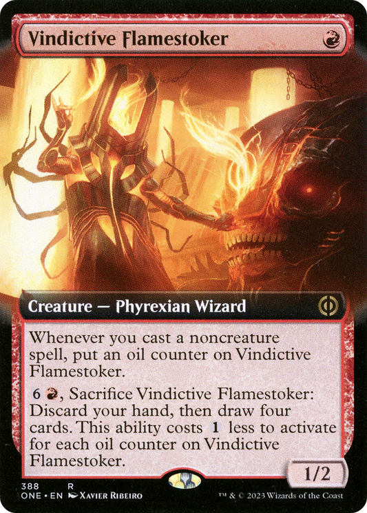 Vindictive Flamestoker (ONE-388) - [Phyrexia: All Will Be One]: (Extended Art) Foil