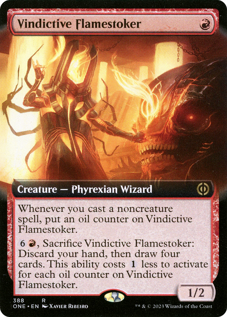 Vindictive Flamestoker (ONE-388) - [Phyrexia: All Will Be One]: (Extended Art)