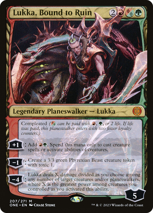 Lukka, Bound to Ruin (ONE-207) - [Phyrexia: All Will Be One] Foil