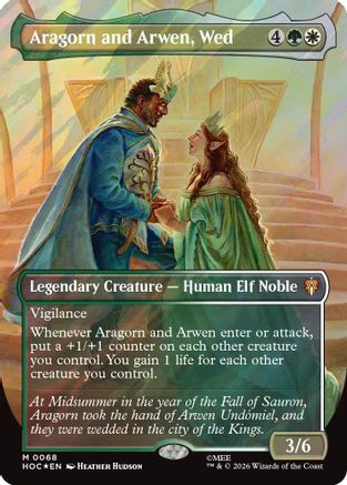 Aragorn and Arwen, Wed (Borderless) (Surge Foil) (HOC-068) - [The Hobbit] Foil