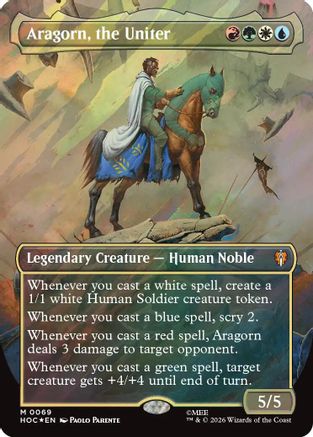 Aragorn, the Uniter (Borderless) (Surge Foil) (HOC-069) - [The Hobbit: Eternal-Legal] Foil