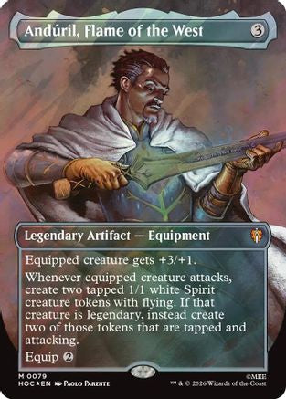 Anduril, Flame of the West (Borderless) (Surge Foil) (HOC-079) - [The Hobbit: Eternal-Legal] Foil