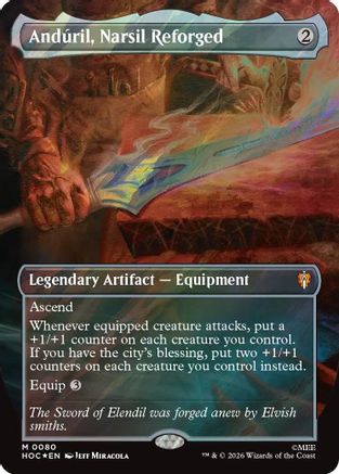Anduril, Narsil Reforged (Borderless) (Surge Foil) (HOC-080) - [The Hobbit: Eternal-Legal] Foil